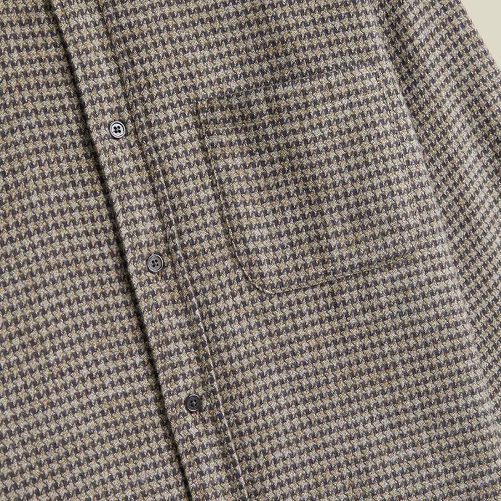 Abstract Pied Poule Flannel Shirt charcoal Portuguese Flannel