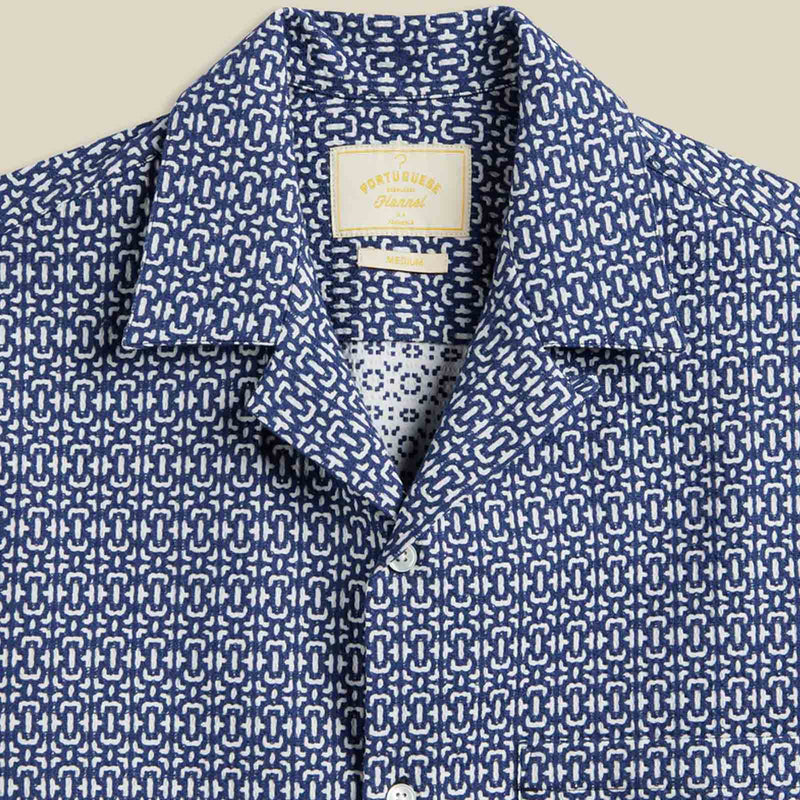 Abstract Tile S/S Shirt blue Portuguese Flannel