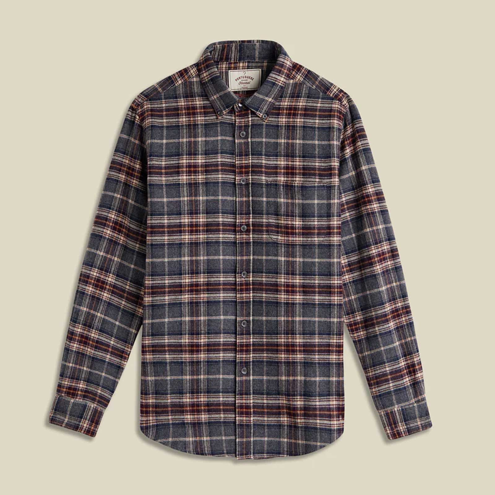 Augusta Flannel Shirt charcoal/wine/sand Portuguese Flannel