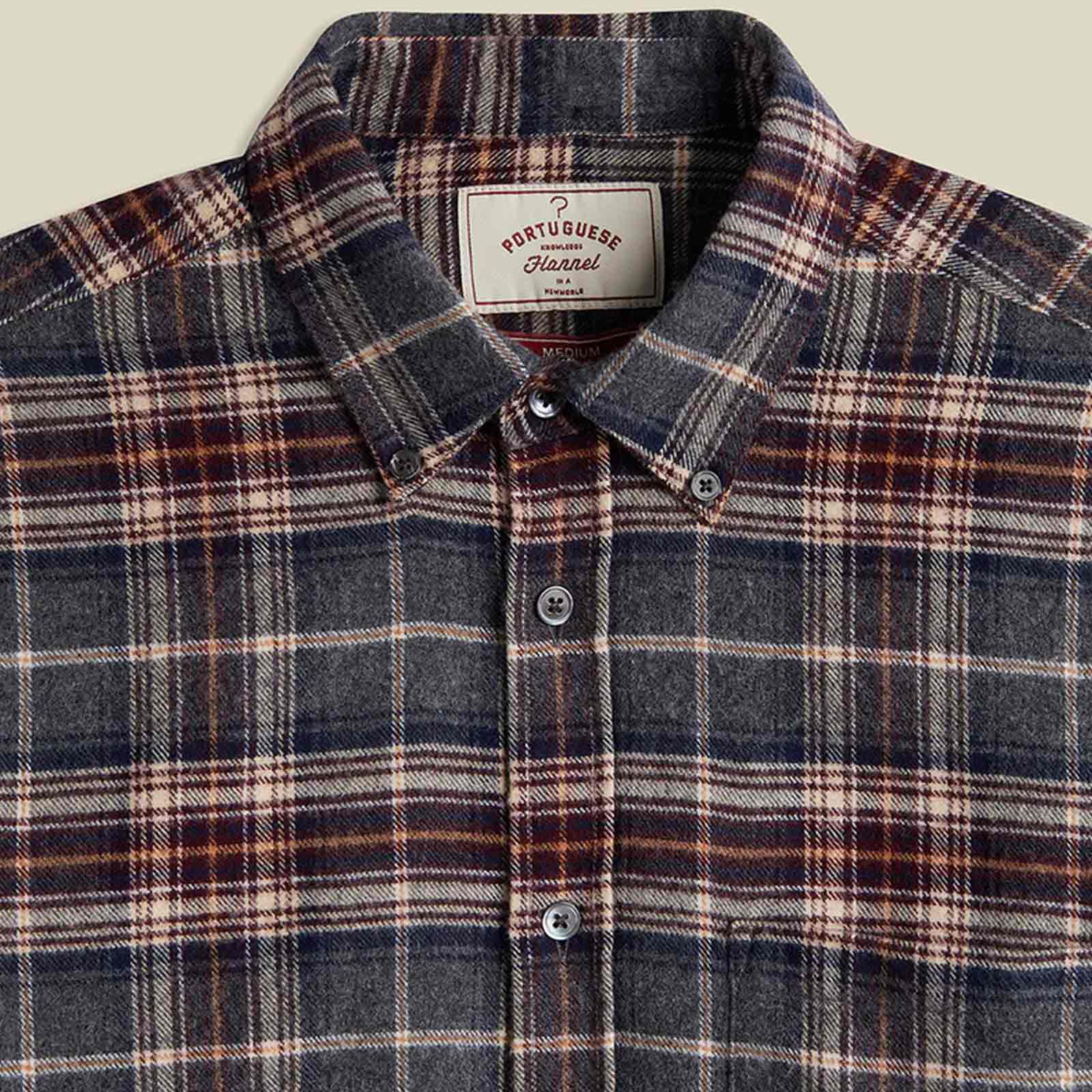Augusta Flannel Shirt charcoal/wine/sand Portuguese Flannel