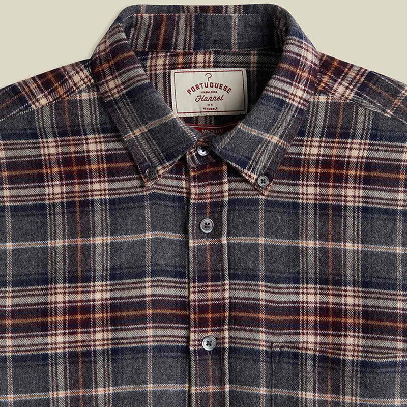 Augusta Flannel Shirt charcoal/wine/sand Portuguese Flannel