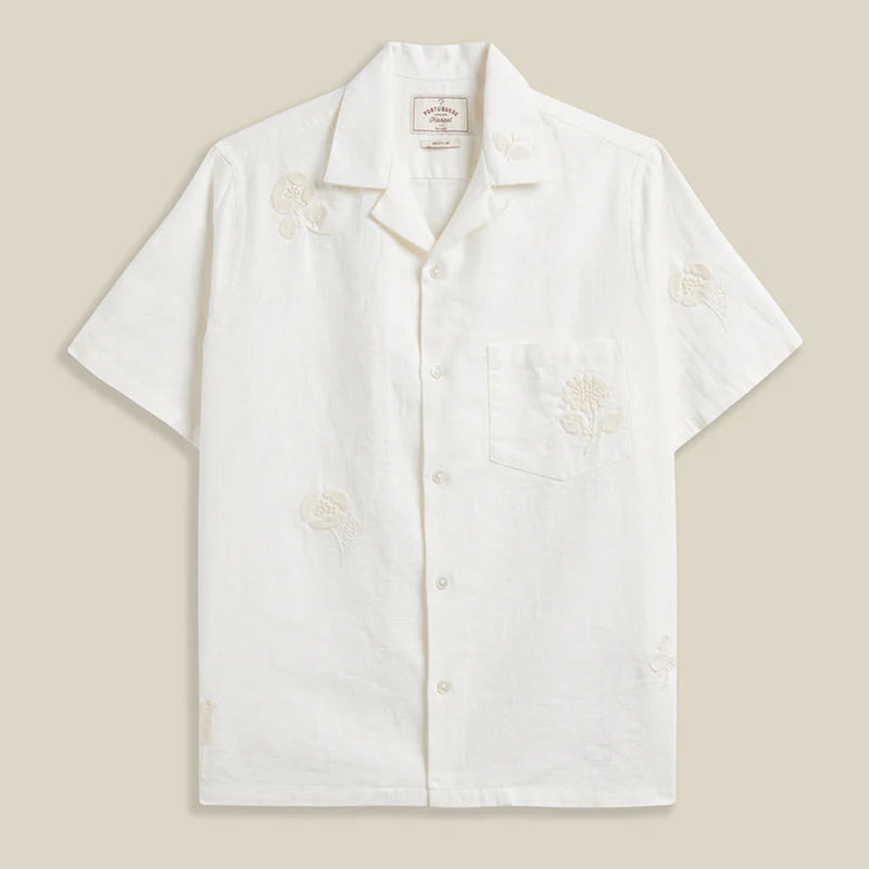 Embroidery Flowers S/S Shirt ecru Portuguese Flannel