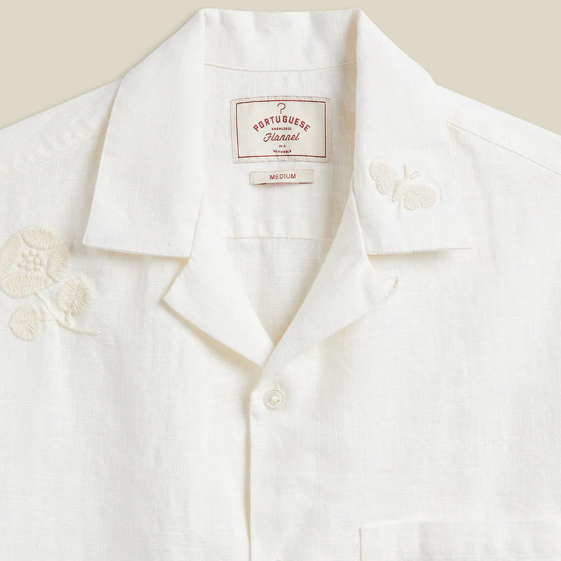 Embroidery Flowers S/S Shirt ecru Portuguese Flannel