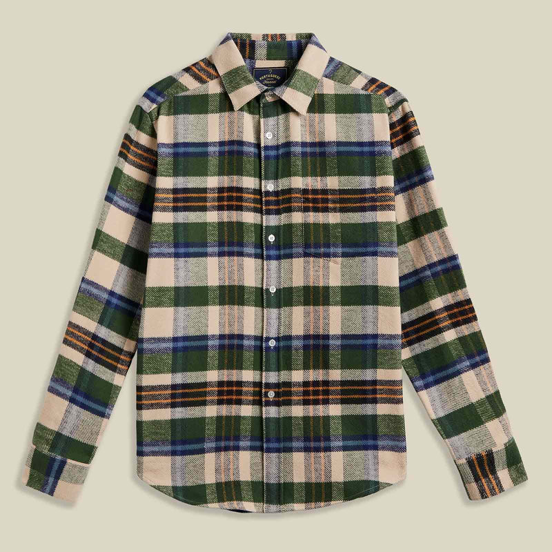 Harbor Flannel Shirt ivory/green/blue check