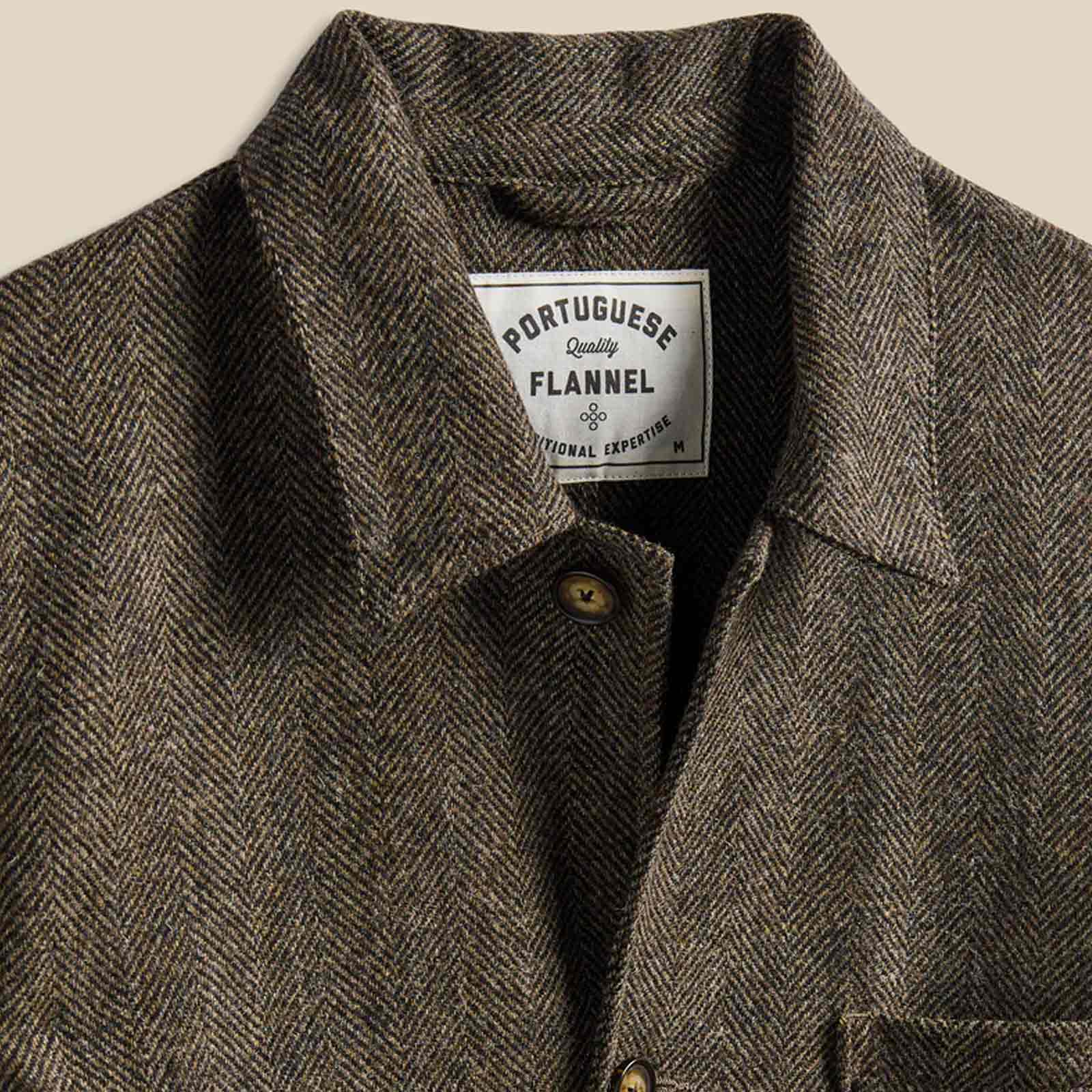 Labura Herringbone Wool Overshirt brown