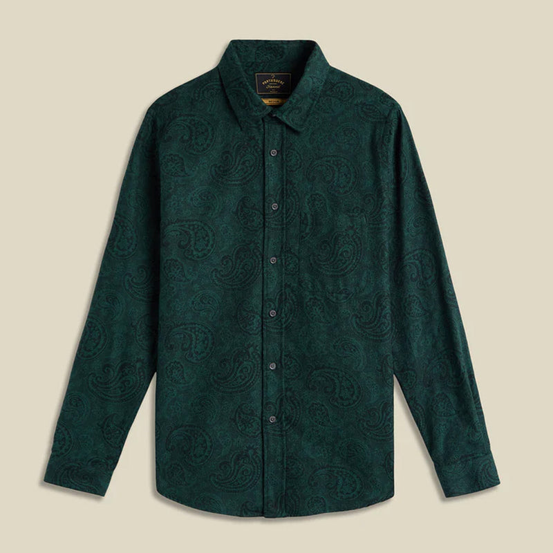 Paisley Jacquard Flannel Shirt green Portuguese Flannel
