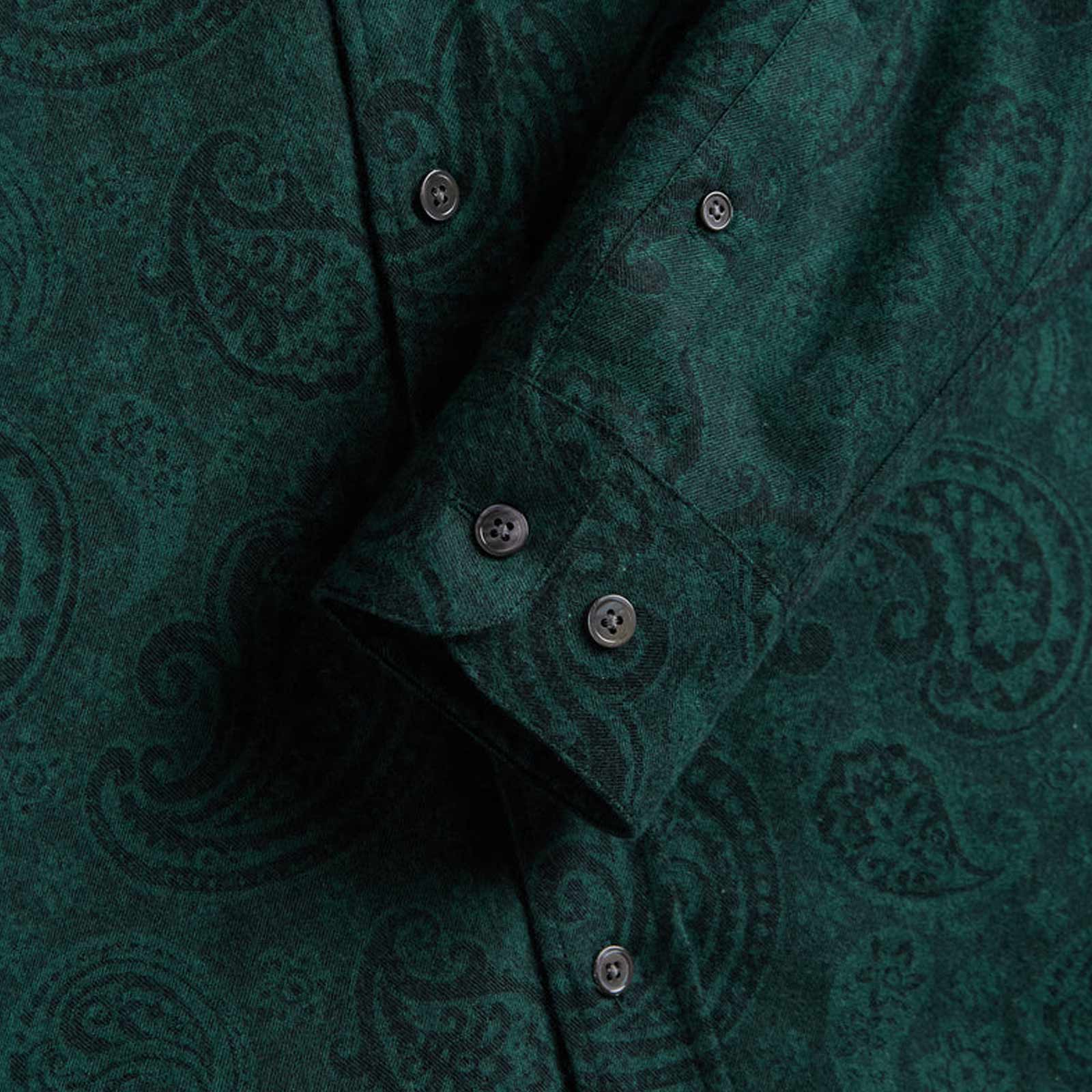 Paisley Jacquard Flannel Shirt green Portuguese Flannel