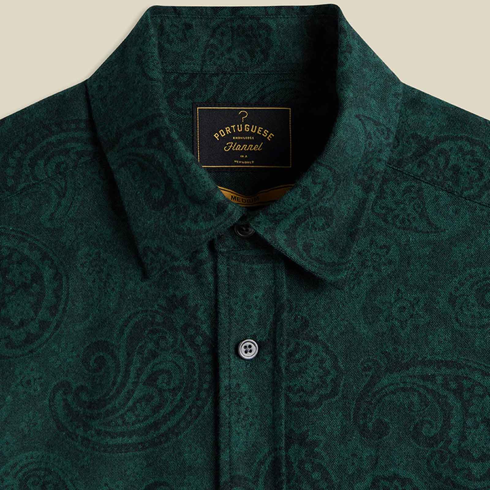 Paisley Jacquard Flannel Shirt green Portuguese Flannel