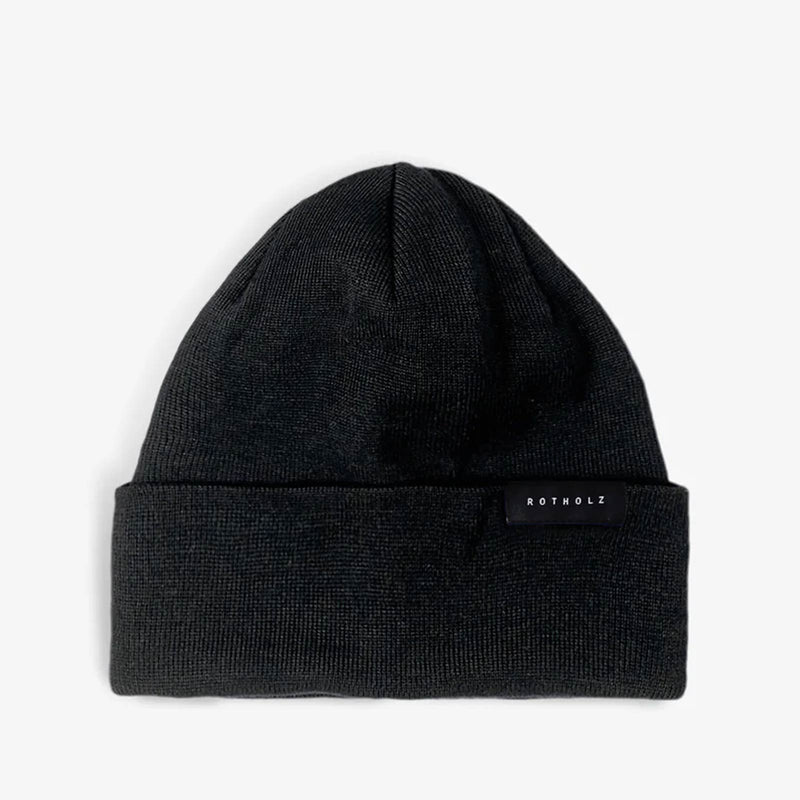 Classic Ribbed Beanie black Rotholz