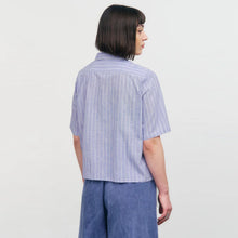 Cropped Bowling Shirt blue stripe Rotholz