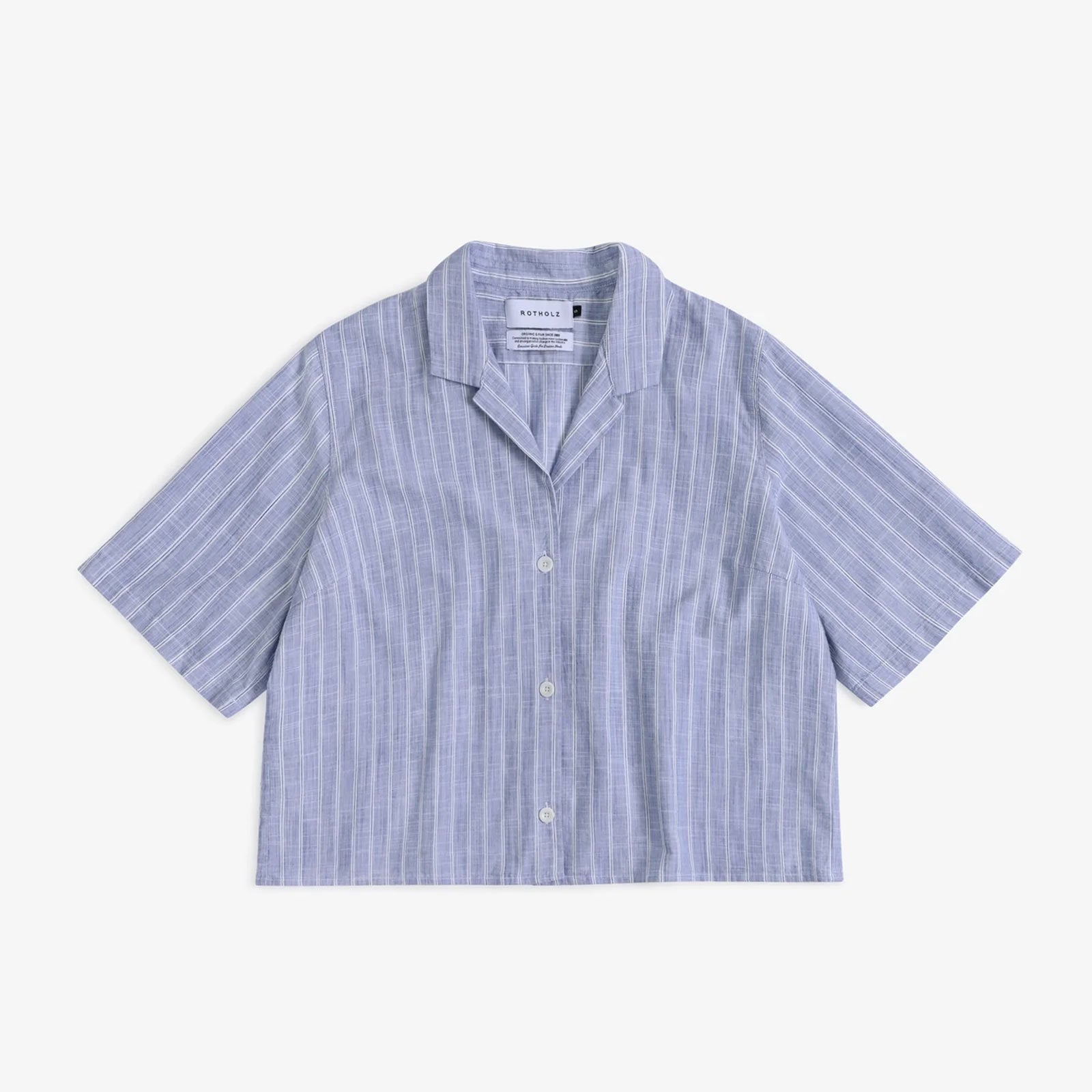 Cropped Bowling Shirt blue stripe Rotholz