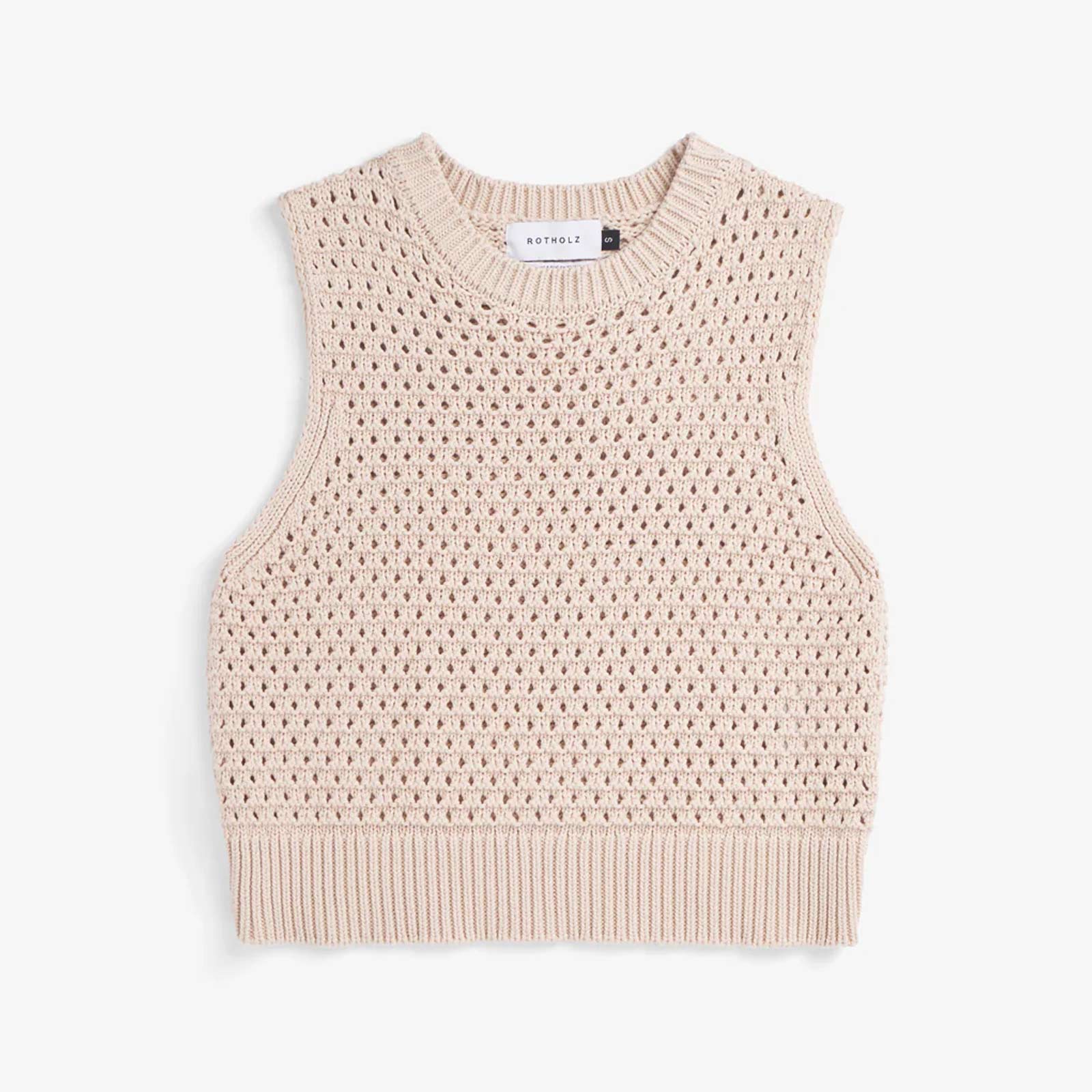 Cropped Knit Vest natural white Rotholz