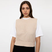 Cropped Knit Vest natural white Rotholz