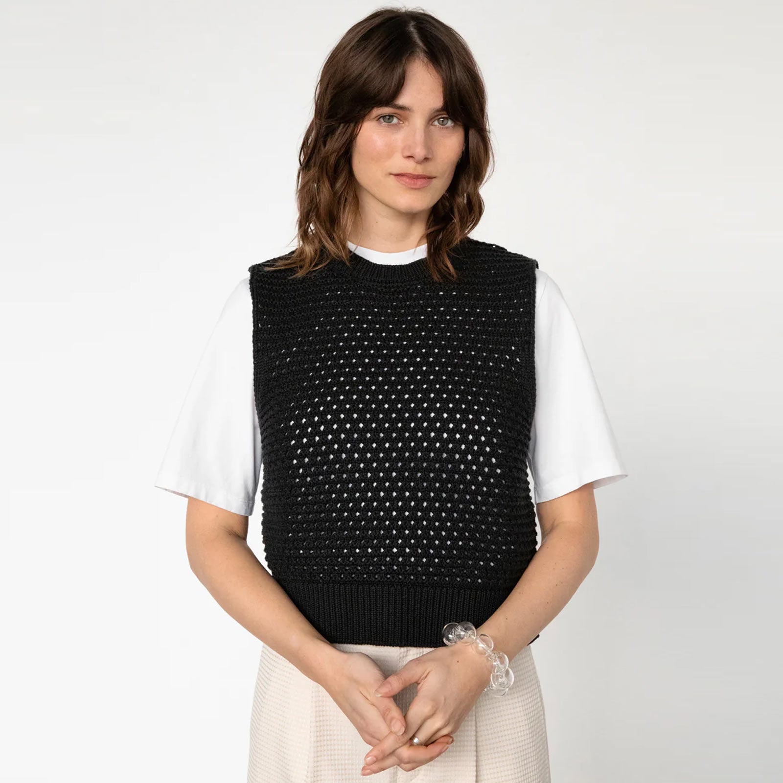Cropped Knit Vest true black Rotholz