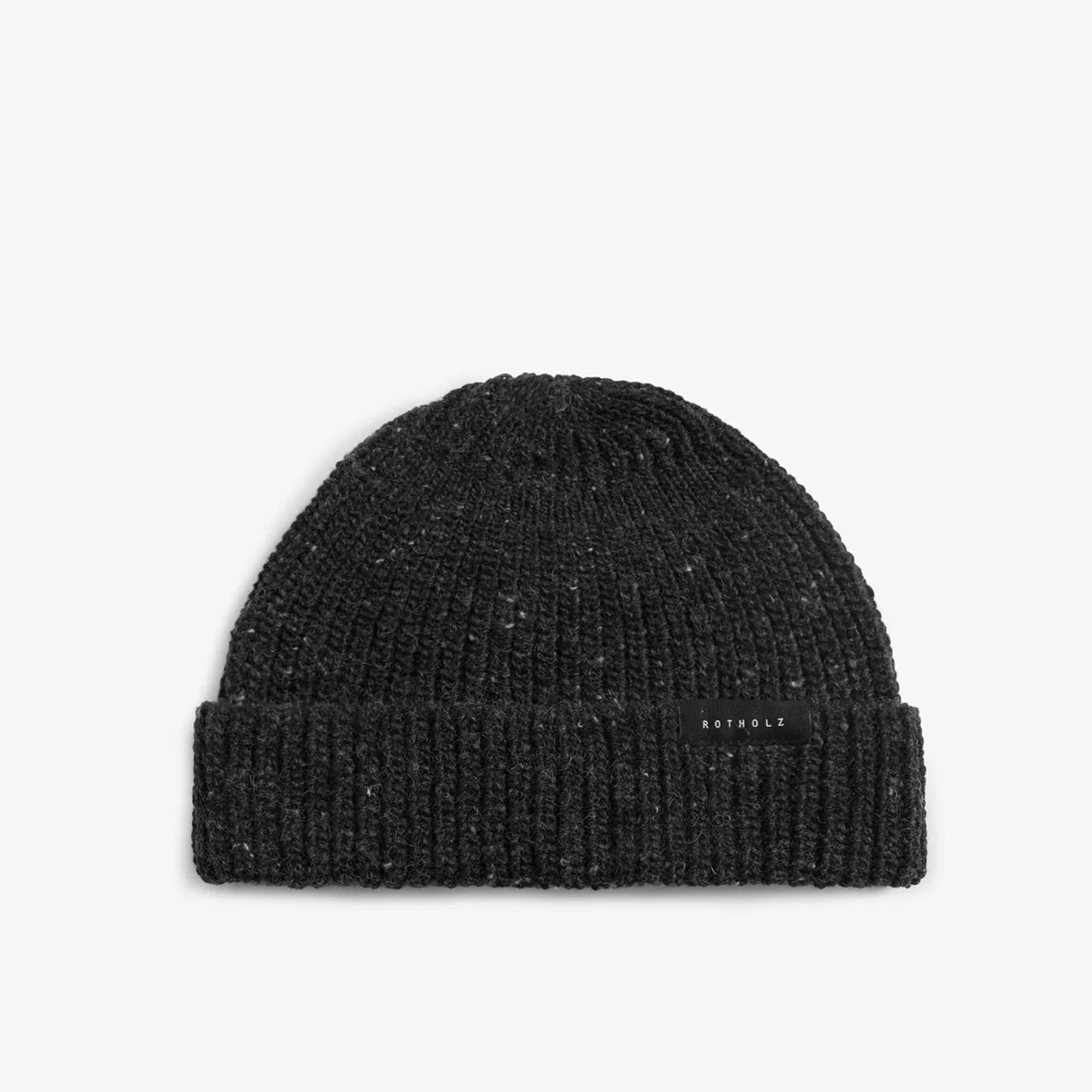 Cropped Ribbed Merino Beanie speckled black