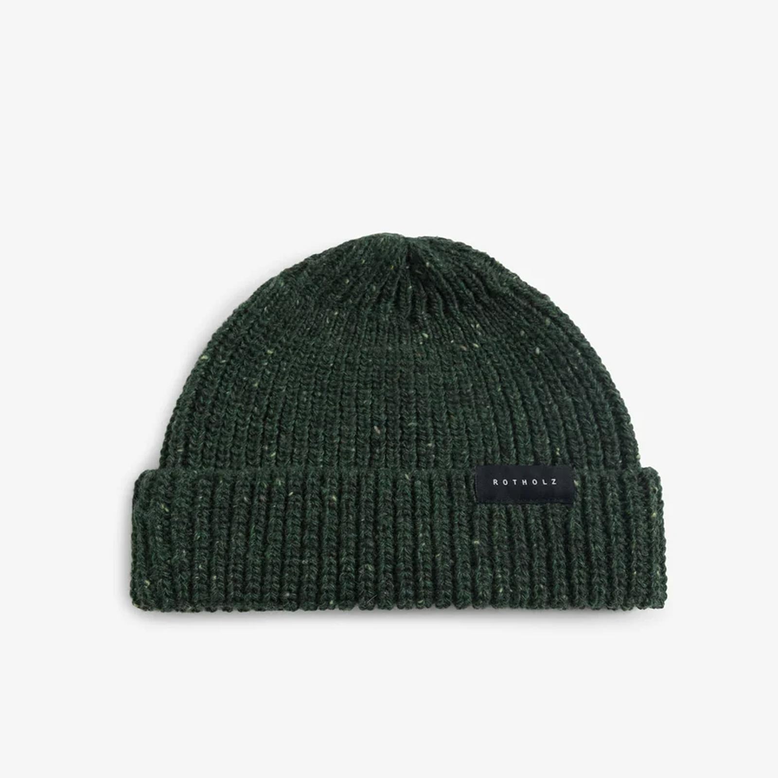 Cropped Ribbed Merino Beanie speckled green