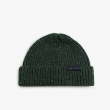 Cropped Ribbed Merino Beanie speckled green