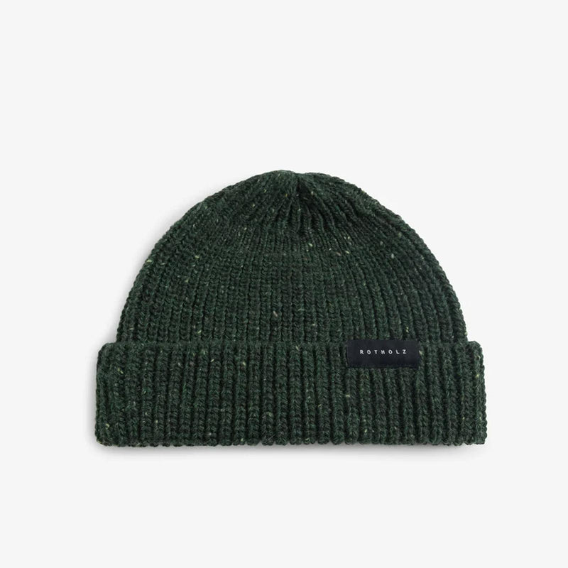 Cropped Ribbed Merino Beanie speckled green