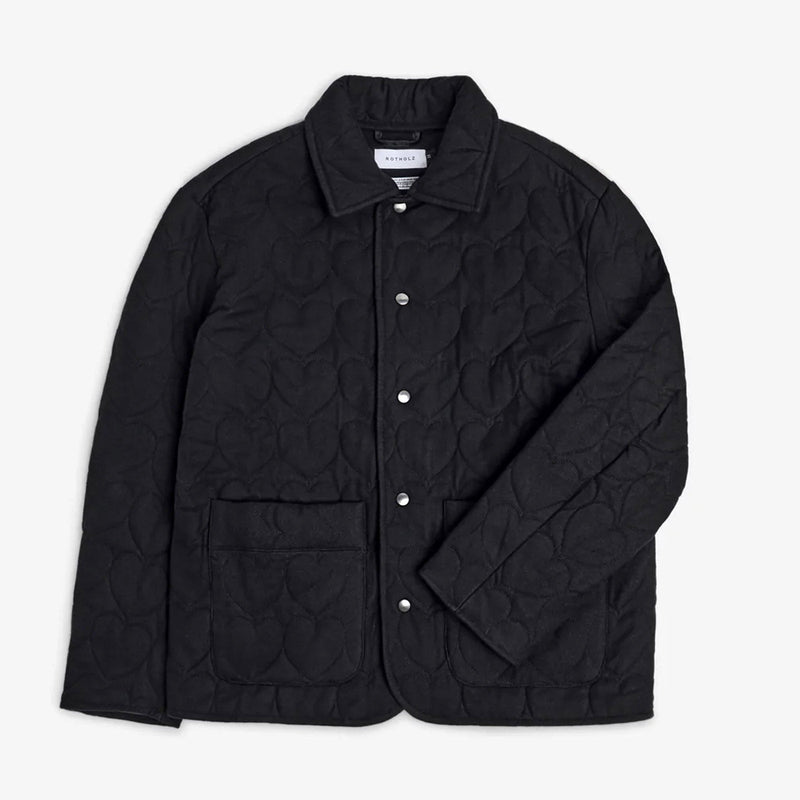 Flannel Quilt Jacket black hearts Rotholz