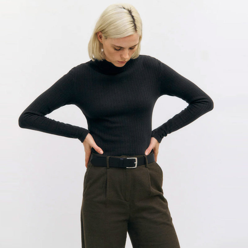 Heavy Ribbed Longsleeve true black Rotholz