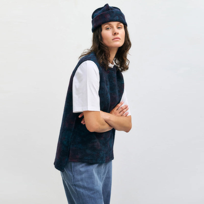 Oversized Vest dark aquarell Rotholz