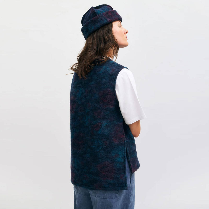 Oversized Vest dark aquarell Rotholz