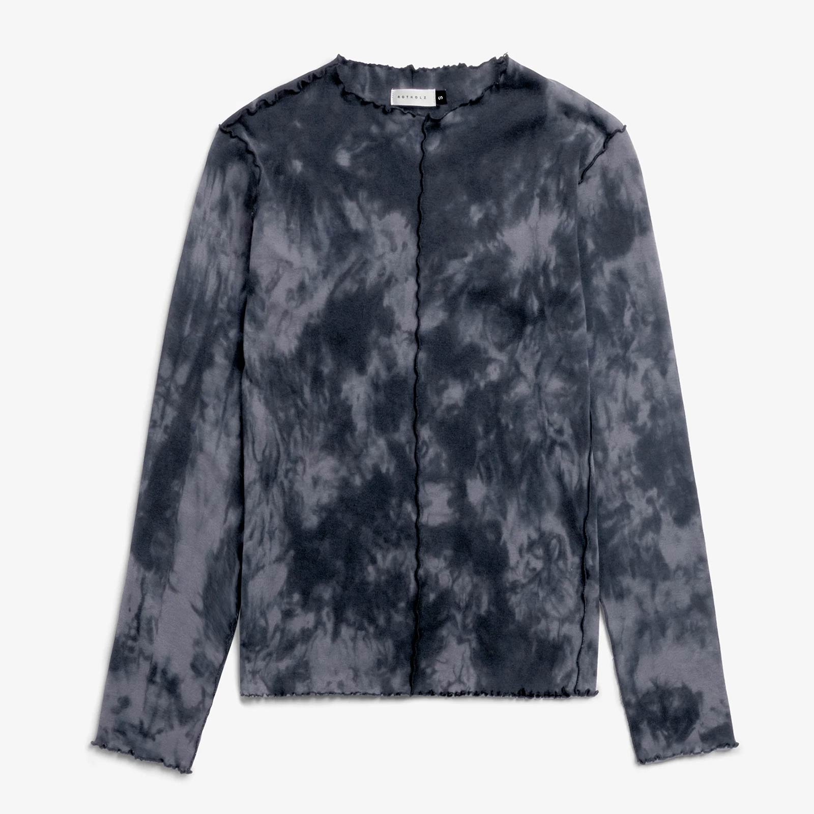Pin-tucked Longsleeve black tie dye
