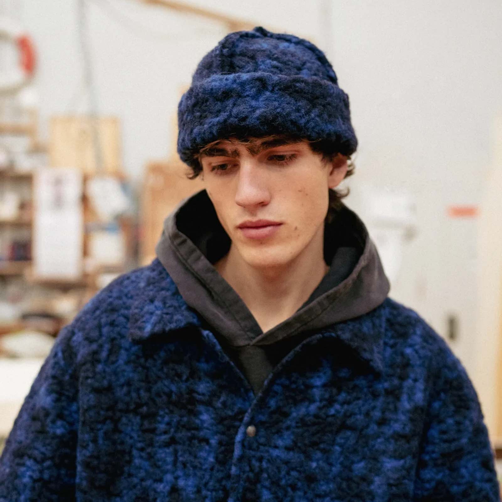 Toque Wool Blend Beanie blue marled