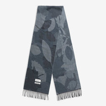 Woven Merino Scarf grey leaves