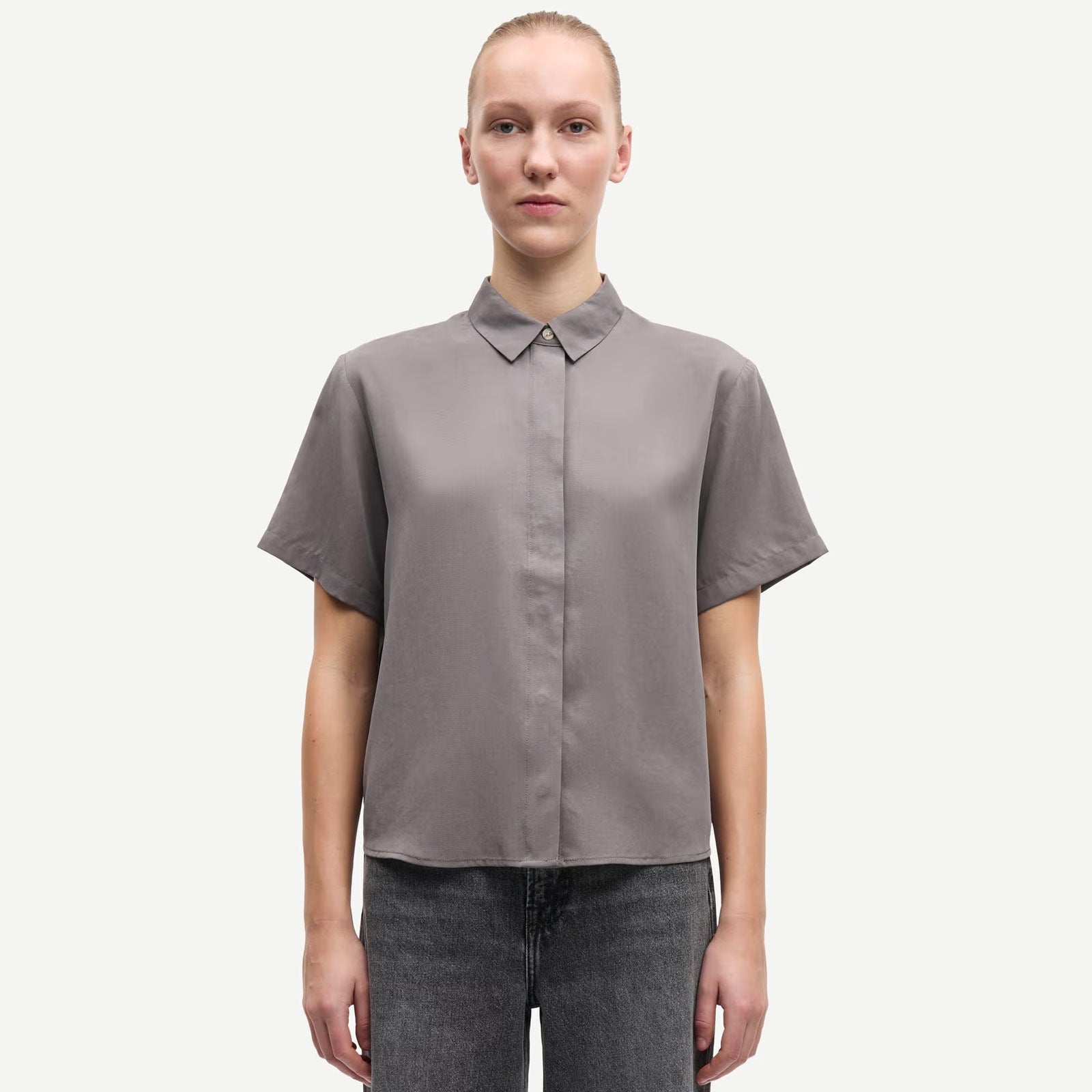 Mina SS Shirt 14028 dark gull gray Samsoe Samsoe