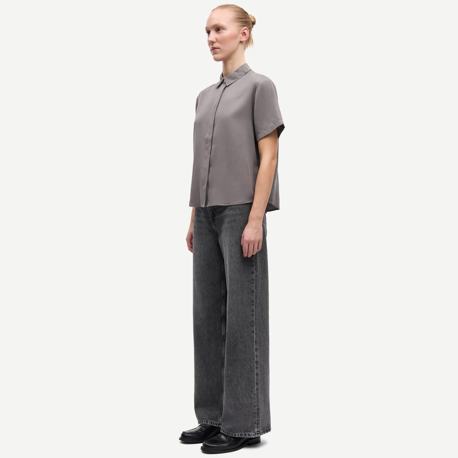 Mina SS Shirt 14028 dark gull gray Samsoe Samsoe
