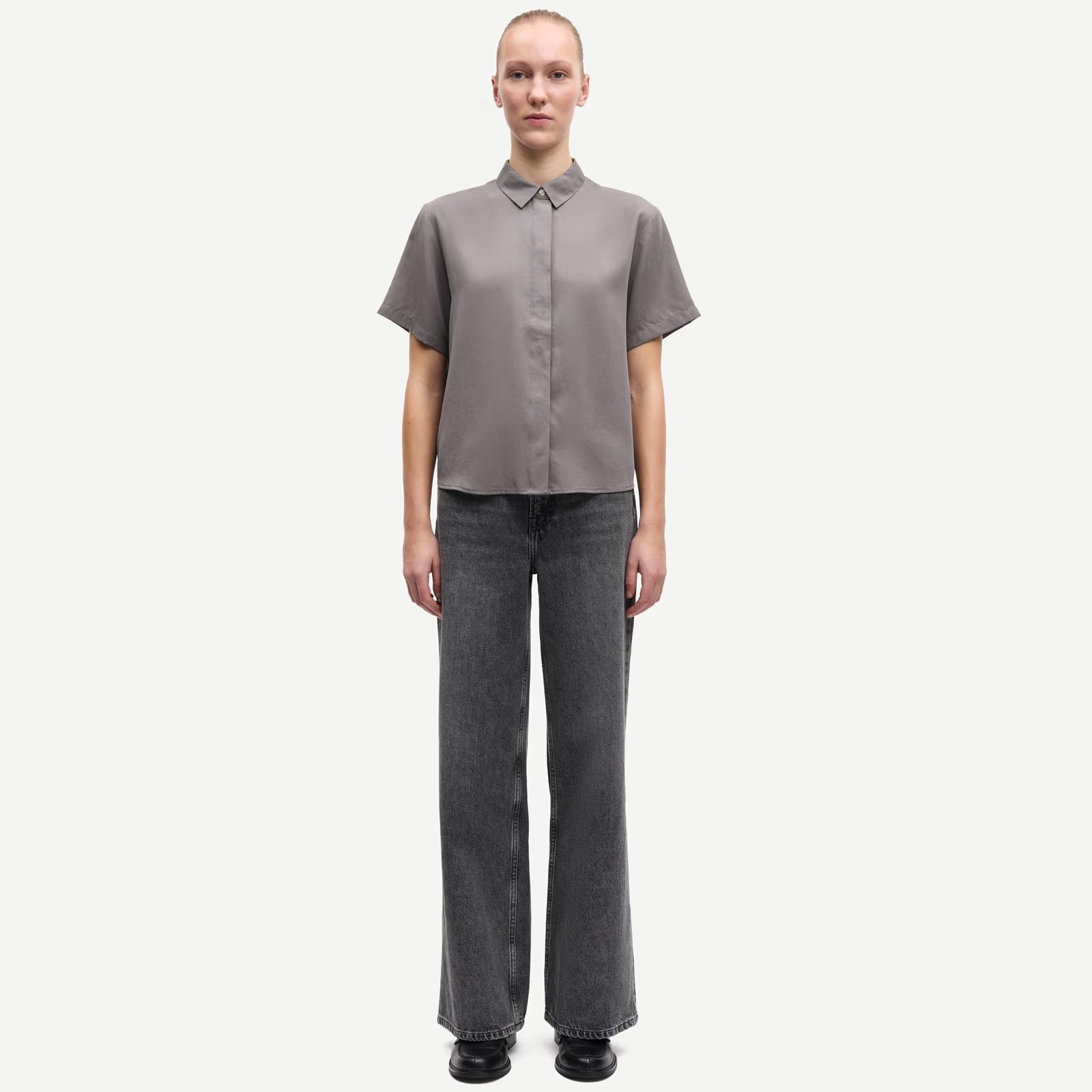 Mina SS Shirt 14028 dark gull gray Samsoe Samsoe