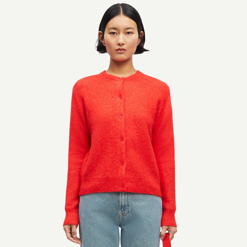 Nor Short Cardigan 7355 flame scarlet Samsoe Samsoe