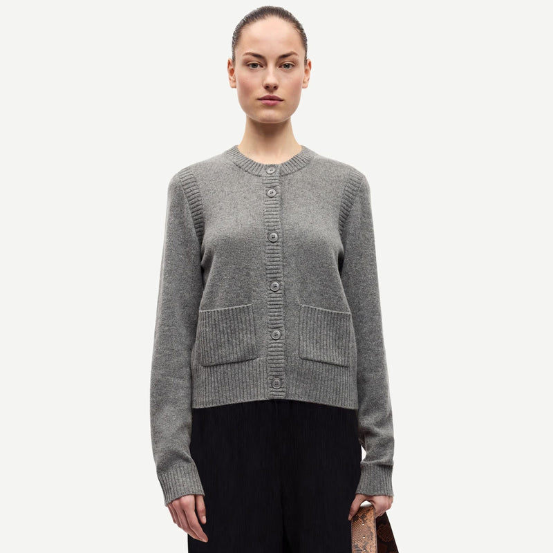 Saelif Short Cardigan 15010 dark grey mel. Samsoe Samsoe