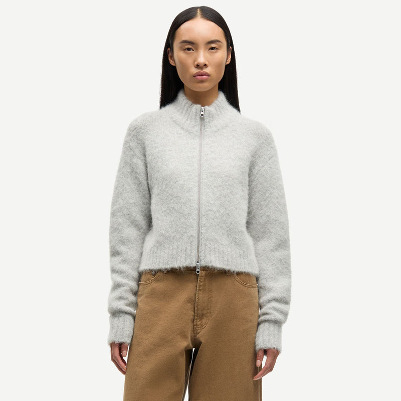 Sajeanne Zip Cardigan light grey mel. Samsoe Samsoe