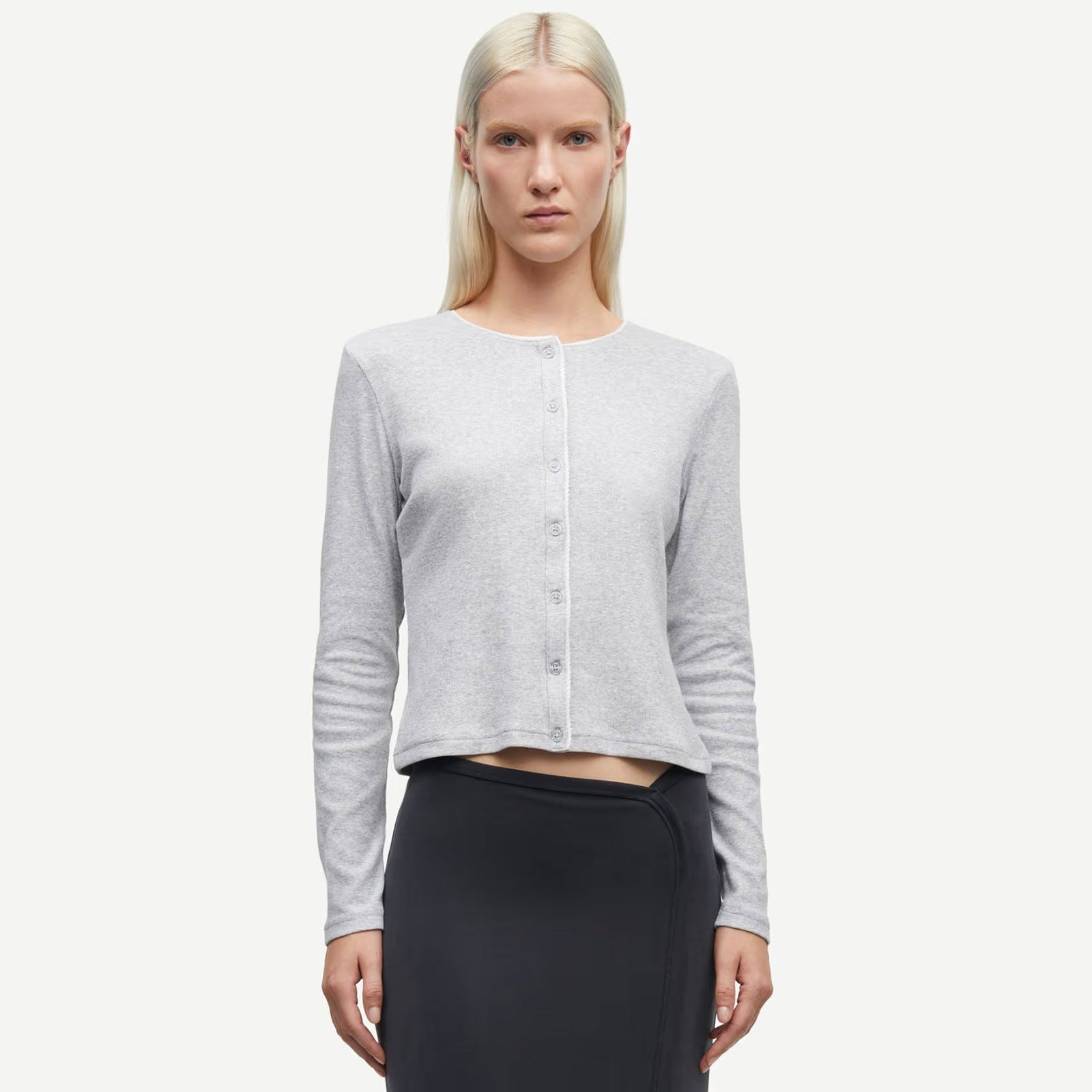 Sajune LS Cardigan 7542 light grey mel Samsoe Samsoe