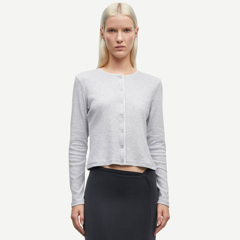 Sajune LS Cardigan 7542 light grey mel Samsoe Samsoe