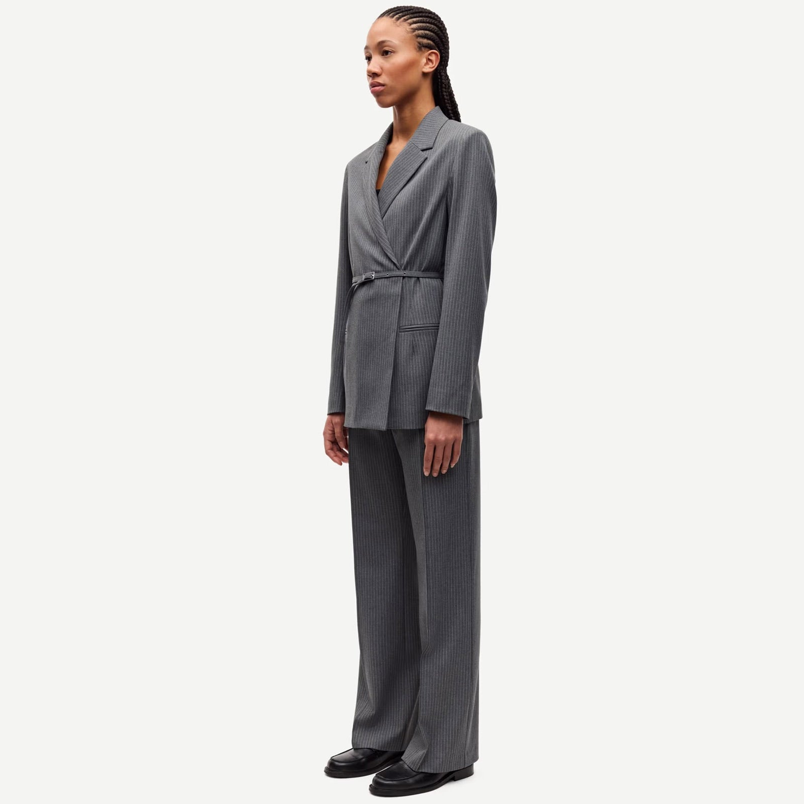 Salot Trousers 15496 dark gull grey pinstripe Samsoe Samsoe