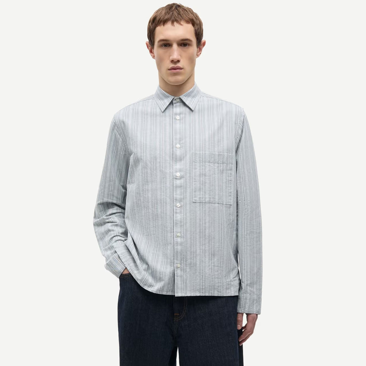 Saryan O Shirt stormy sea stripe