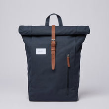 Dante Backpack navy with cognac brown leather