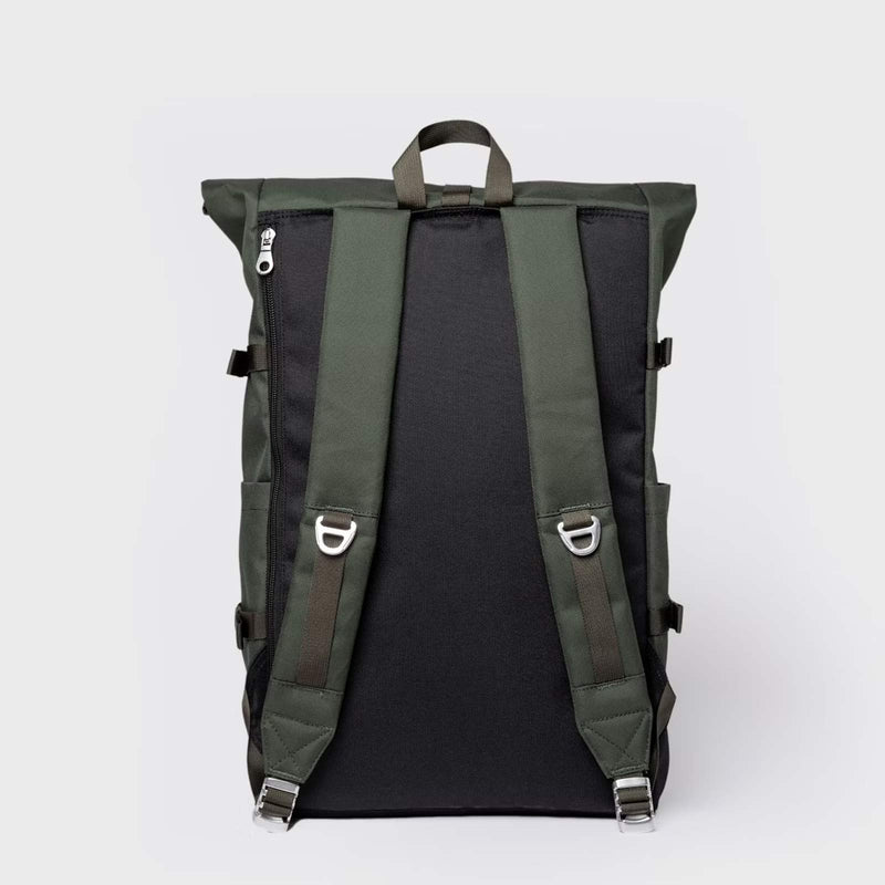 Icon Rolltop Backpack L dawn green/dark brown leather Sandqvist