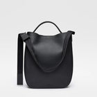 Leather Hobo Tote Bag 14" black