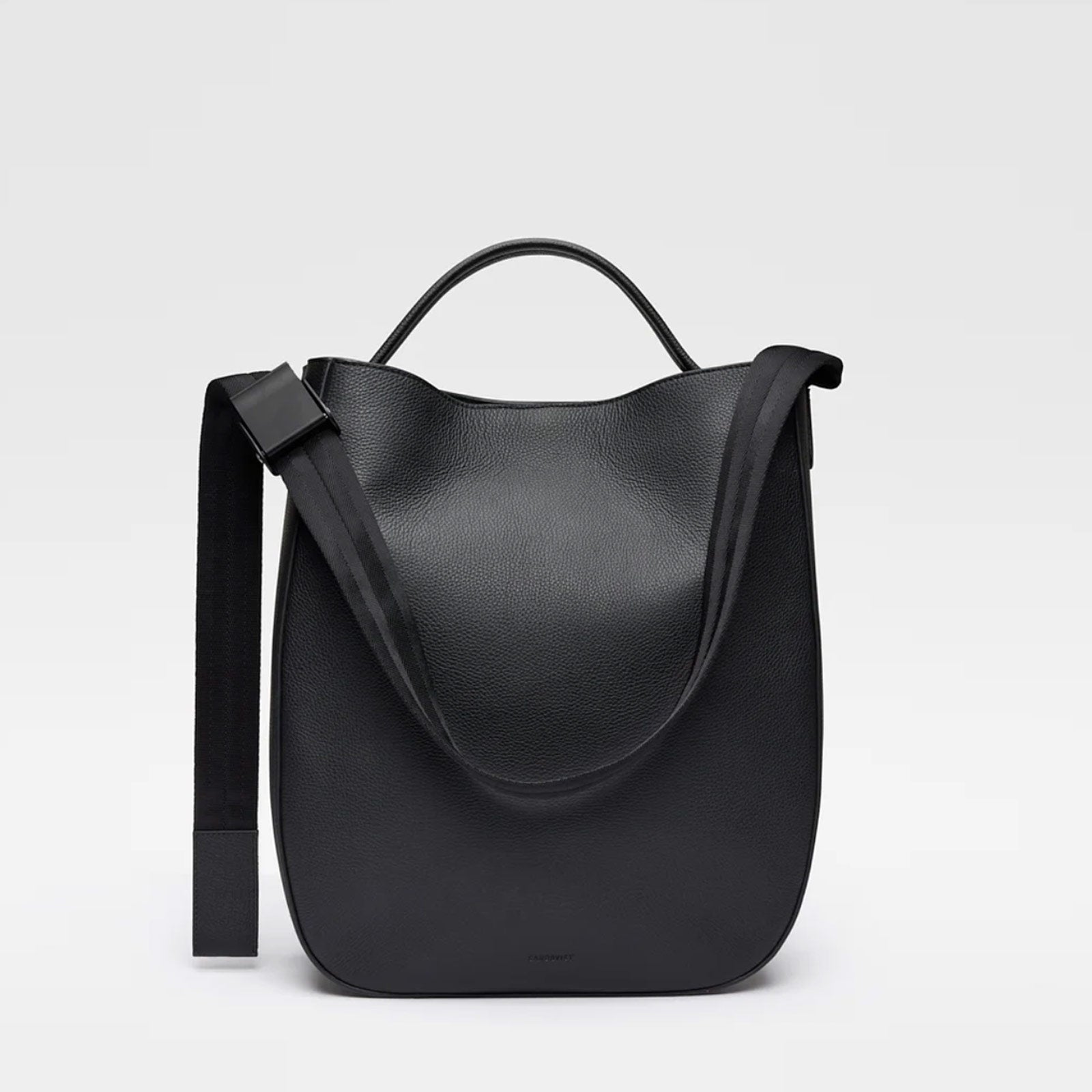 Leather Hobo Tote Bag 14" black