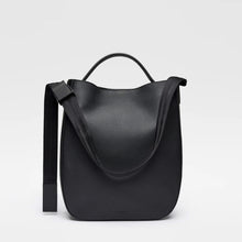 Leather Hobo Tote Bag 14" black