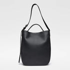 Leather Hobo Tote Bag 14" black