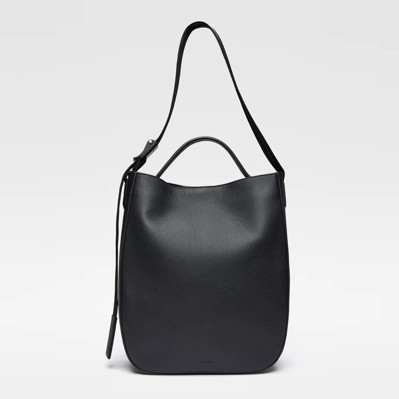 Leather Hobo Tote Bag 14" black