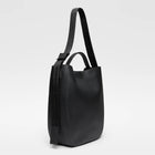 Leather Hobo Tote Bag 14" black