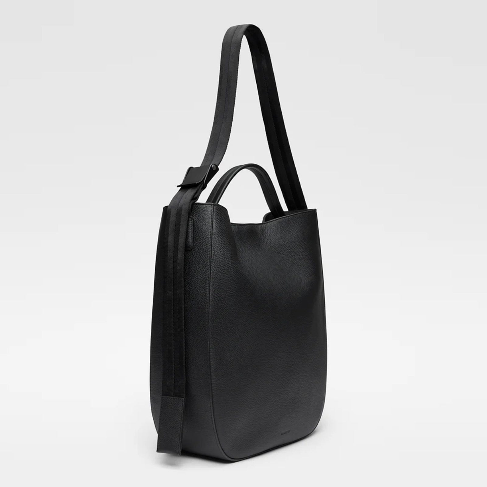 Leather Hobo Tote Bag 14" black