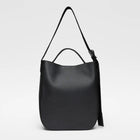 Leather Hobo Tote Bag 14" black