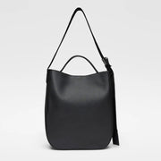 Leather Hobo Tote Bag 14" black